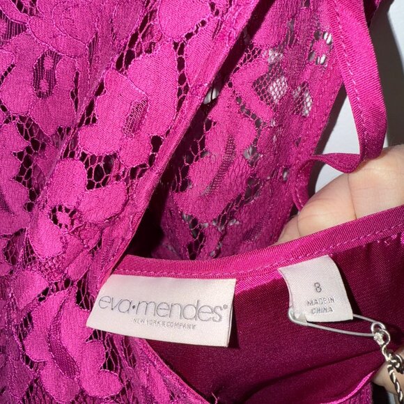 NWT Eva Mendes Magenta Lace Sleeveless Dress With Back Bow Detail Size 8 - Picture 7 of 8
